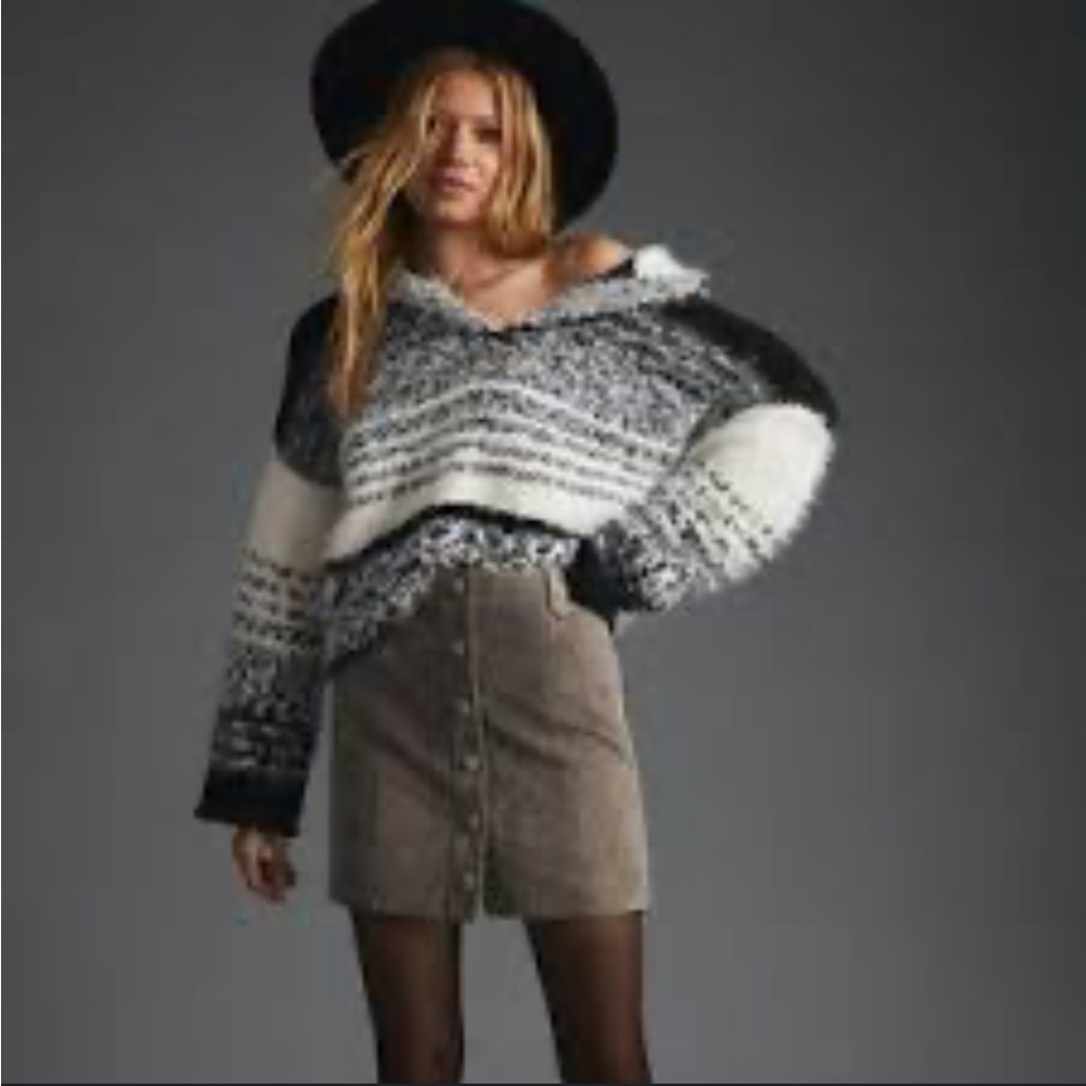 Anthropologie Eyelash Hooded Sweater